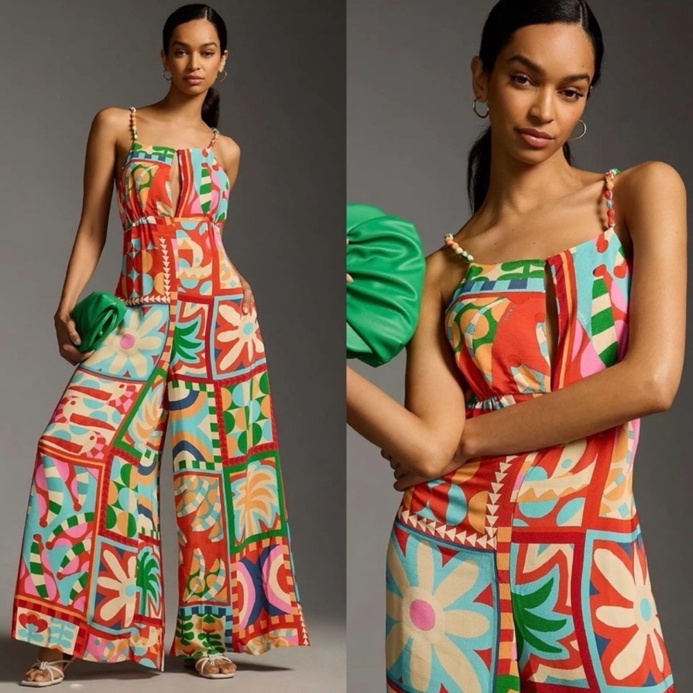 Farm Rio Cutout Halter Jumpsuit Size XS